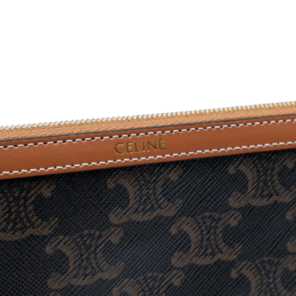 Celine Small Pouch in Triomphe Canvas With Strap Brown