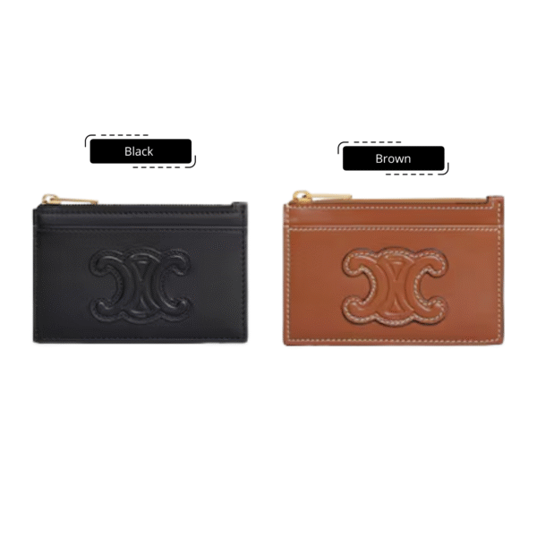 Celine Zipped Card Holder Cuir Triomphe IN smooth lambskin
